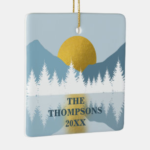 Abstract Landscape Golden Winter Sunset Sunrise  Ceramic Ornament