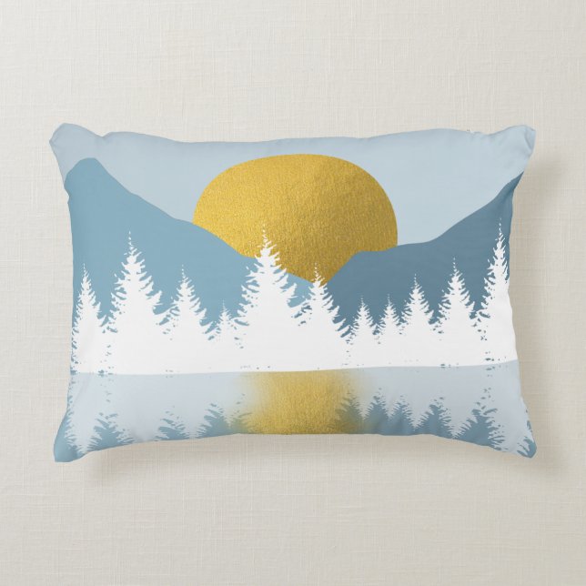 Abstract Landscape Golden Winter Sunset Sunrise Decorative Cushion (Front)