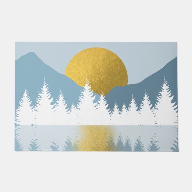 Abstract Landscape Golden Winter Sunset Sunrise Doormat (Front)
