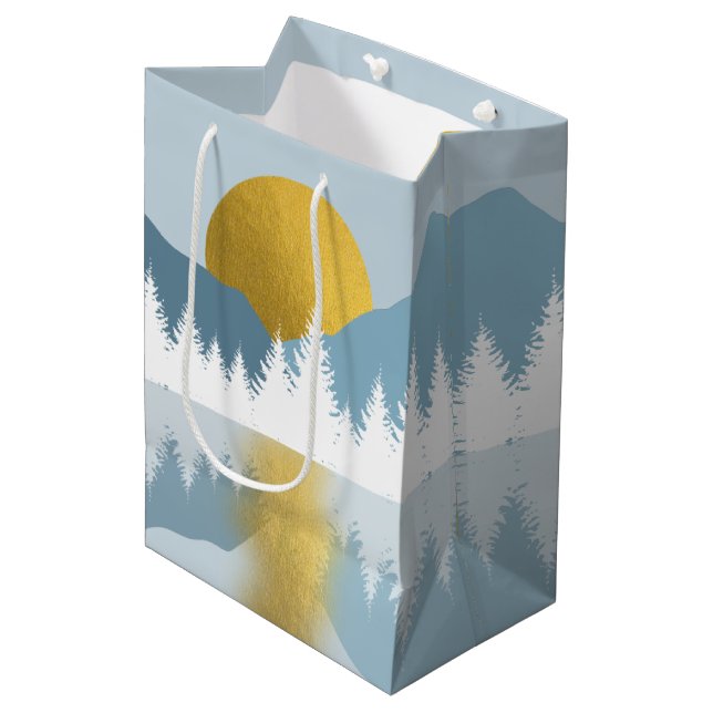 Abstract Landscape Golden Winter Sunset Sunrise Medium Gift Bag (Front Angled)