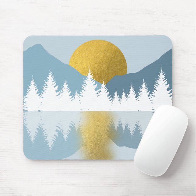 Abstract Landscape Golden Winter Sunset Sunrise  Mouse Mat (With Mouse)