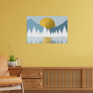 Abstract Landscape Golden Winter Sunset Sunrise   Poster