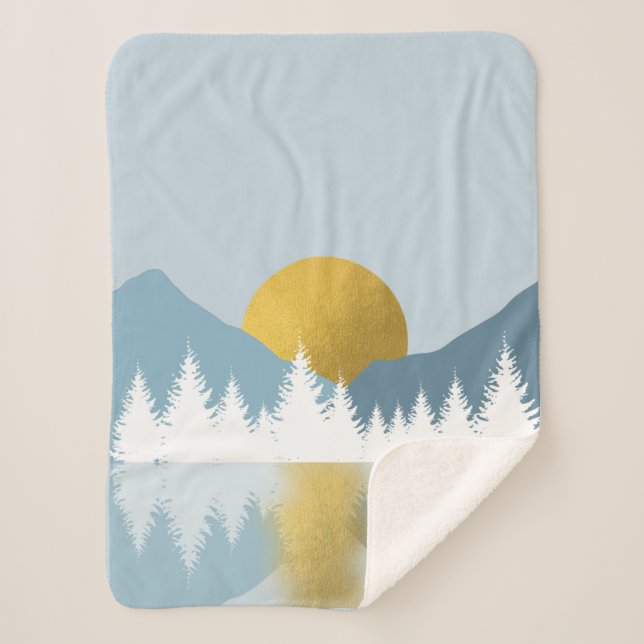 Abstract Landscape Golden Winter Sunset Sunrise   Sherpa Blanket (Front)
