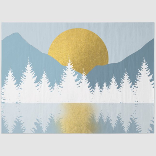Abstract Landscape Golden Winter Sunset Sunrise Tissue Paper (Front)