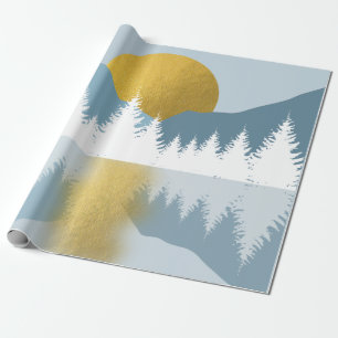 Abstract Landscape Golden Winter Sunset Sunrise Wrapping Paper