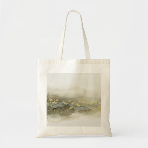 Abstract Landscape Impasto Sage Green Gold Foil Tote Bag