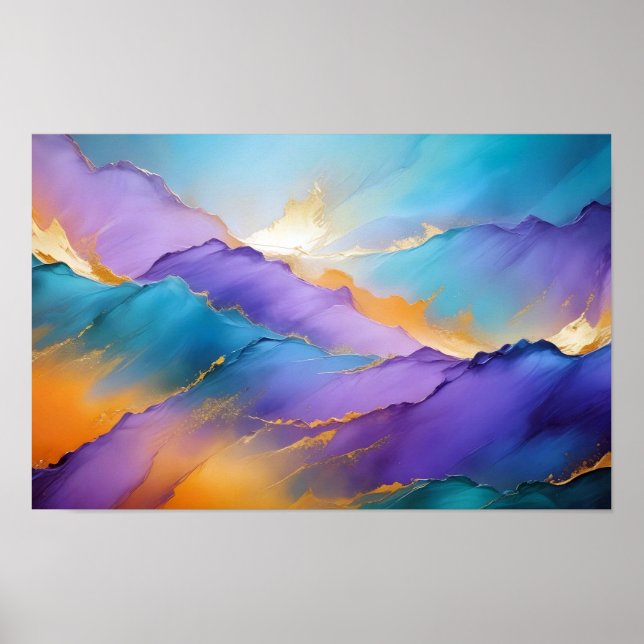 Abstract Landscape Mountains Nature Background Art Poster (Front)