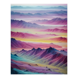 Abstract Landscape Mountains Valley Nature Scenery Poster