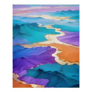 Abstract Landscape Mountains Valley Nature Scenery Poster
