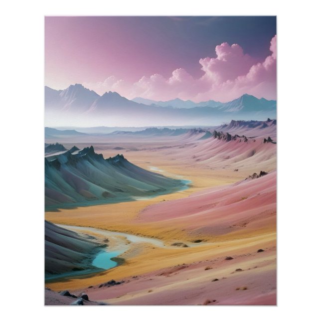 Abstract Landscape Mountains Valley Nature Scenery Poster (Front)