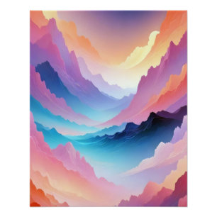 Abstract Landscape Mountains Valley Nature Scenery Poster