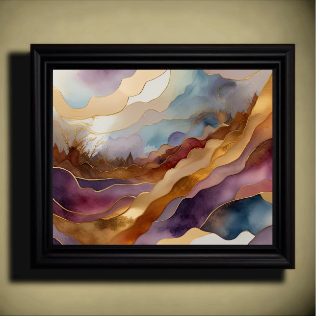 Abstract Landscape Painting Gold Blue Purple Poster (Creator Uploaded)