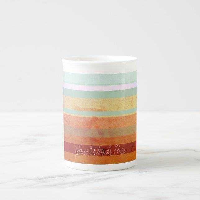 Abstract Landscape Stripes & Your Words Bone China Mug (Front)