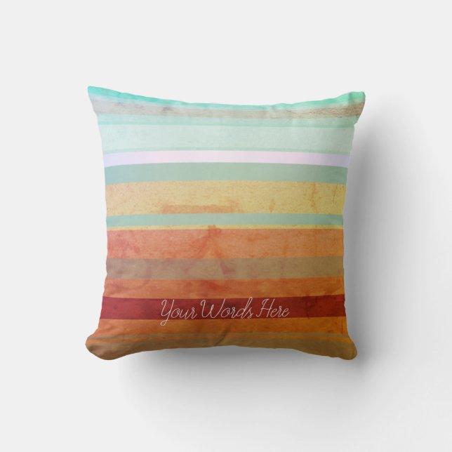 Abstract Landscape Stripes & Your Words Cushion (Front)