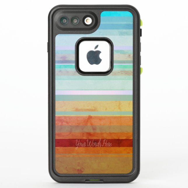 Abstract Landscape Stripes & Your Words LifeProof iPhone Case (Back)