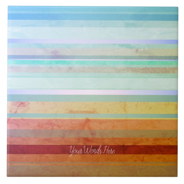 Abstract Landscape Stripes & Your Words Tile (Front)