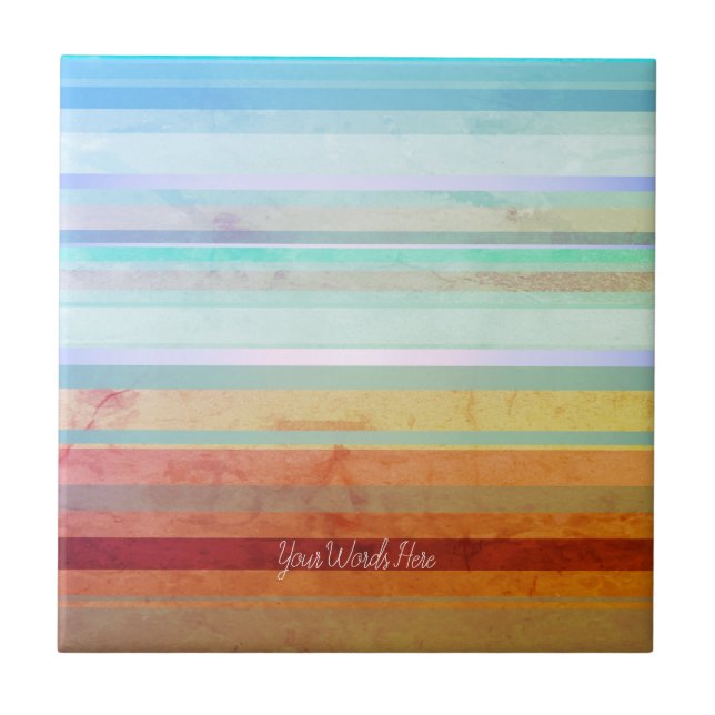 Abstract Landscape Stripes & Your Words Tile (Front)