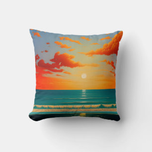 Abstract landscape swimmer looking art the surf t cushion