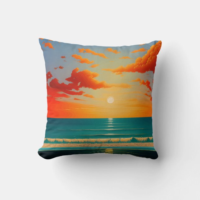 Abstract landscape swimmer looking art the surf  t cushion (Front)