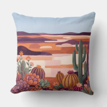 Abstract Landscape Throw Pillow - Desert Scene