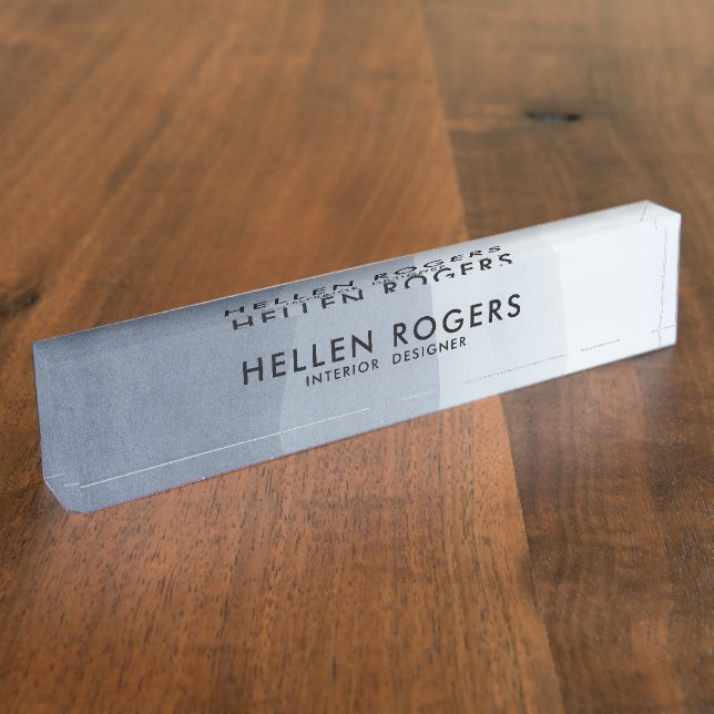 Abstract Landscape Tranquil Grey Tone Nameplate (Side)