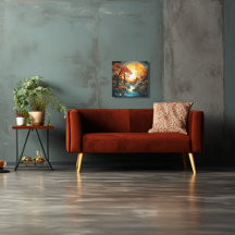 Abstract landscape, trees and stream