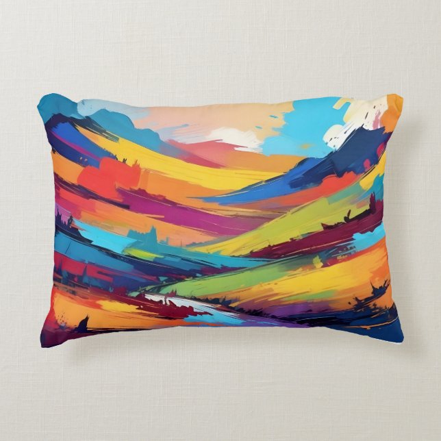 Abstract Landscape Valley Meadow Nature Background Decorative Cushion (Front)