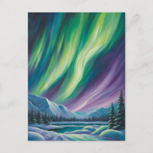 Abstract Landscape with Northern Lights  Postcard