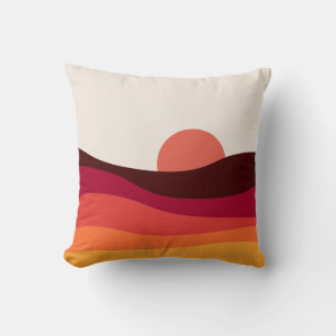 Abstract landscape with sea at sunset cushion