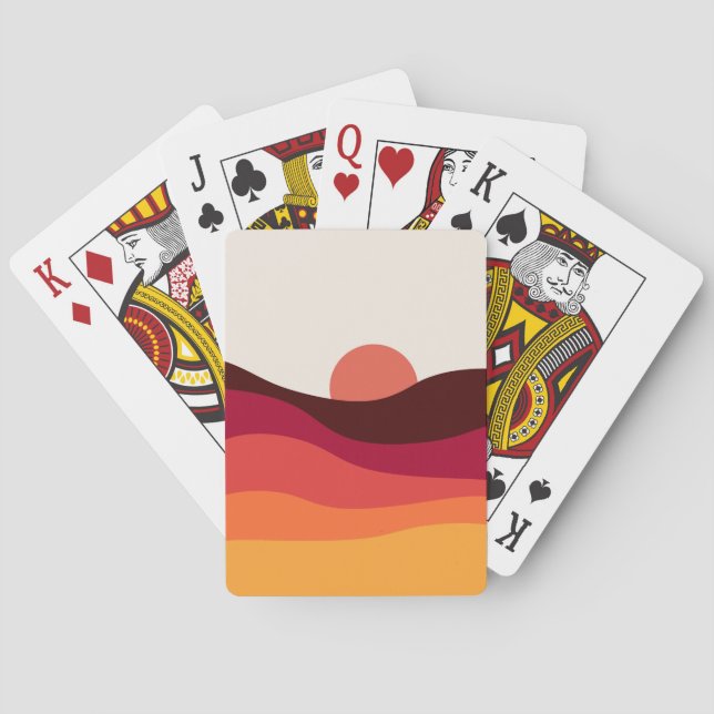 Abstract landscape with sea at sunset playing cards (Back)