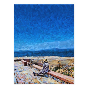 Abstract Landscape With Seaside View And Person  Photo Print