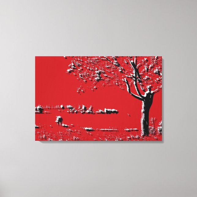 Abstract Landscape with Trees in Red - Canvas Print (Front)