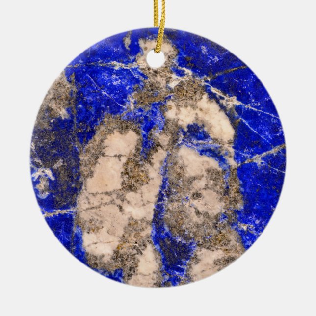 Abstract Lapis Lazuli Blue Granite  Ceramic Tree Decoration (Front)