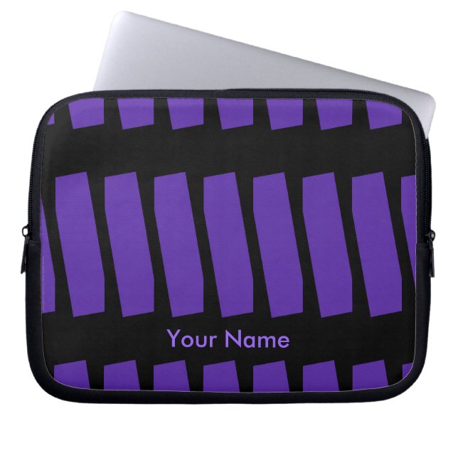 Abstract Laptop Computer Sleeve, Purple & Black Sleeve (Front)