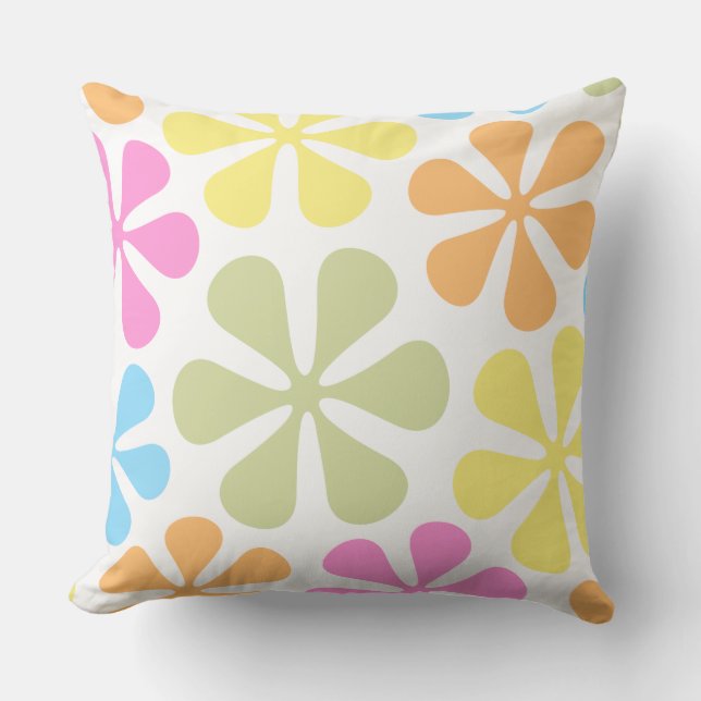 Abstract Large Flowers Bright Color Mix Cushion (Front)