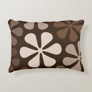 Abstract Large Flowers Browns & Creams Decorative Cushion