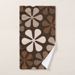 Abstract Large Flowers Browns & Creams Hand Towel