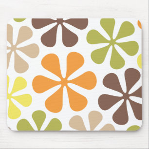 Abstract Large Flowers Retro Colours Mouse Mat