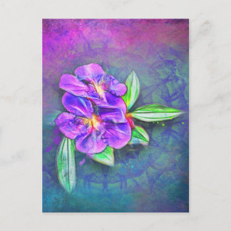 abstract lasiandra on textured kaleidoscope postcard