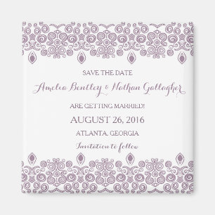 Abstract Lavender Border Save the Date Magnet