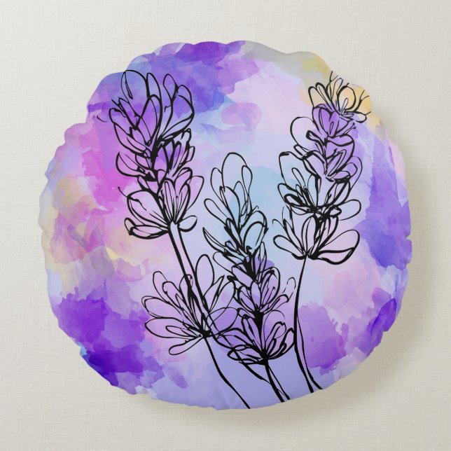 Abstract Lavender Round Throw Pillow (Front)