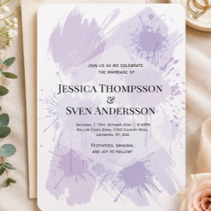 Abstract Lavender Watercolor Casual Artsy Wedding Invitation