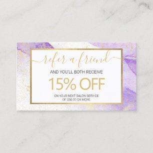 Abstract Lavender Watercolor Referral Business Card
