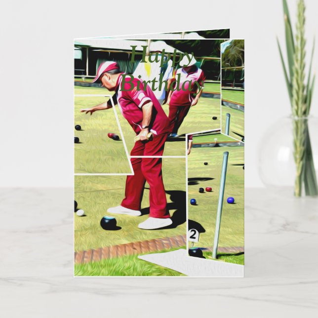 Abstract Lawn Bowls Oil Paint, Birthday Card, Card (Front)