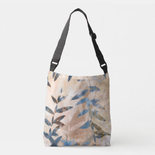 Abstract Layered Leaves - Blue and Neutral Crossbody Bag