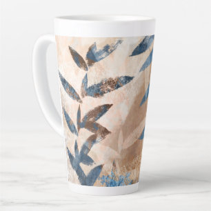 Abstract Layered Leaves - Blue and Neutral Latte Mug