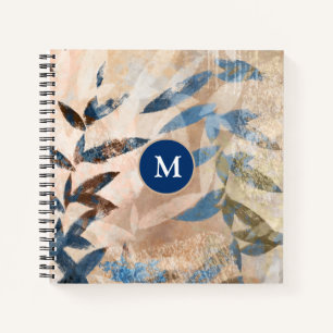 Abstract Layered Leaves - Blue and Neutral Notebook