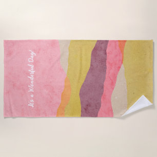 Abstract Layered Paper Landscape in Warm Tones Beach Towel