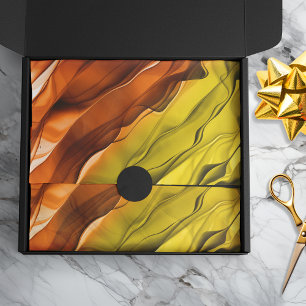 Abstract Layered Tie Dyeing Orange Yellow Craft Tissue Paper