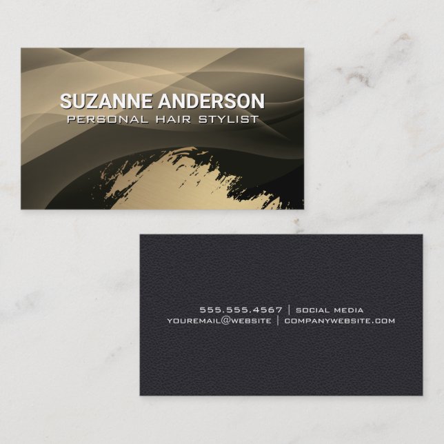 Abstract Layers | Gold Brushed Business Card (Front/Back)